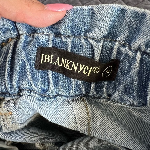 Blank NYC Jean Skirt Cargo Women Medium Blue Denim Waist Tie Belted Mini EE - Picture 3 of 7